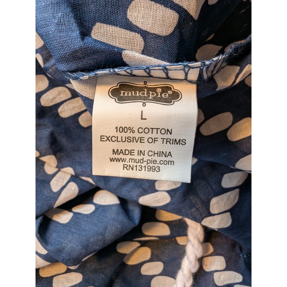 Mud Pie Navy Blue & White Cherokee ZigZag Allison Strapless Cover-Up Large New - Picture 6 of 8